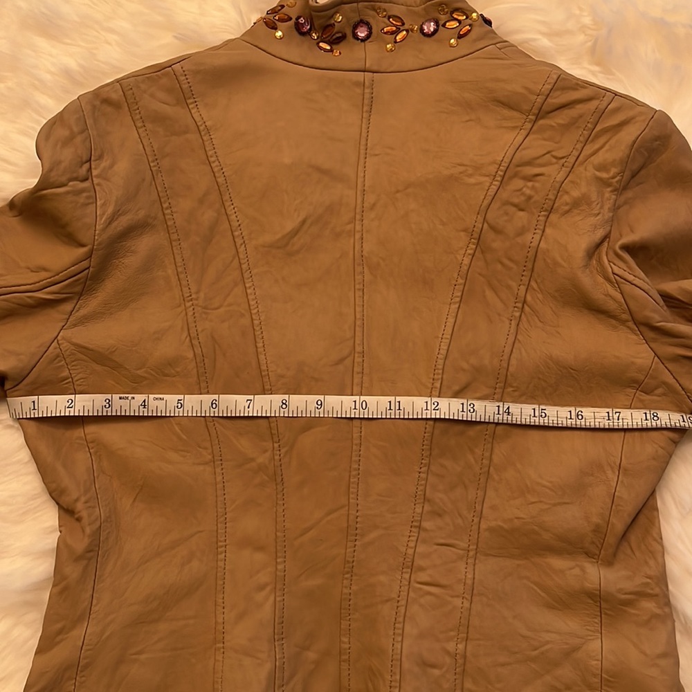 MARGARET GODFREY Crinkled Jeweled Leather Coat NWOT - Picture 11 of 12